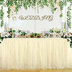 Suppromo Ivory Tulle Table Skirts for Rectangle Tables or Round Tables 9ft Tutu Table Skirt Cloth for Bridal Shower Birthday Party Baby Shower Gender Revea Banquet Decorations - Image 2