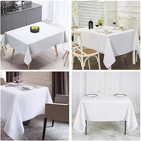 4 Pack Square Table Cloth 85x85 Inch White Tablecloth Machine Washable Fabric Polyester Table Cover for Dining, Buffet Parties, Picnic, Events, Weddings and Restaurants（White） - Image 6