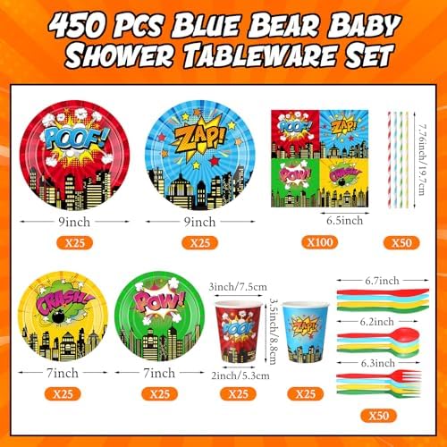 450 Pcs Tableware Set, Serve 50, Colorful, Hero Theme - Image 2