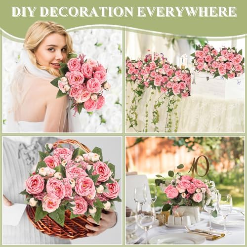 8 Bundles Artificial Peony Centerpiece Flowers,Pink Color - Image 4