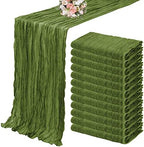 YMHPRIDE 12 Pack Cheesecloth Table Runner 35x120in Olive Green Table Runner by YMHPRIDE