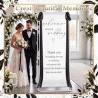 Floral Wedding Welcome Sign Stand with Satin Ribbon, Black - Image 4