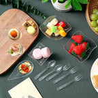 Tessco for you 800 Pcs Mini Appetizer Plates Glitter Style Clear, Silver - Image 3