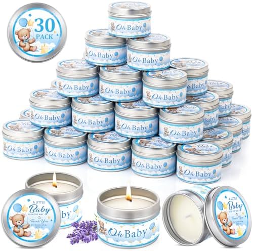 VISCOO 30 Pack Baby Shower Party Favors for Guests Prizes,Candles Blue by VISCOO