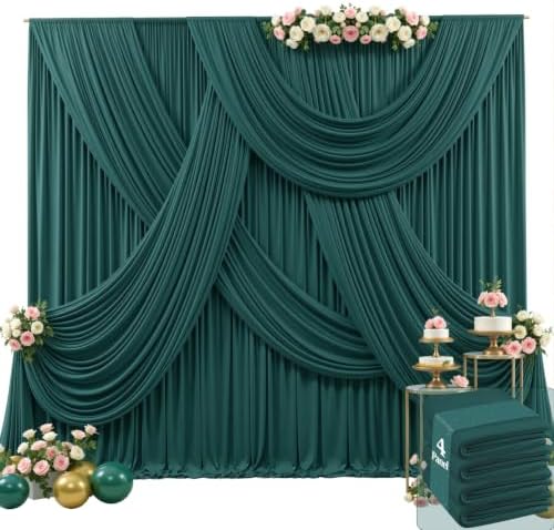 20ft x 15ft Emerald Green Wrinkle Free Backdrop Curtains for Wedding Party Backdrops Curtain Drapes Fabric Decorations Photo Back Drop Cloth for Baby Shower Photography Stage Reception by Tao-GePartyDecorations