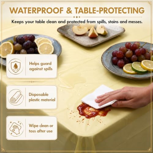Newwiee 72 Pack Neutral Gold Silver Plastic Tablecloths Bulk 54" x 72" - Image 4