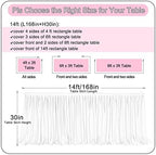 167in Baby Pink Tulle Table Skirts for Rectangle Tables 4ft 6ft 8ft, 2-Layer 14 ft Long Gold Grim Princess Pink Ruffle Tulle Tutu Table Skirt Cloth for Girl Birthday Baby Cake Dessert(No Table Cover) - Image 4