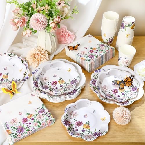 Newtay 250 Pcs Wildflower Disposable Paper Plate Napkins - Image 5