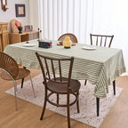 vctops Farmhouse Sage Green Stripe Ruffle Table Cloth, Boho Cotton Linen Tablecloth, Washable Table Cover for Rectangle Table Baby Shower Kitchen Party Wedding Decor (Green B,55"x118") - Image 3