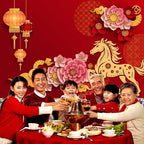 AOFOTO 10x10ft Happy Chinese New Year Backdrop China Spring Festival Lunar Year of The Horse Decoration Banner Paper Cut Flowers CNY Lanterns 2026 Background Party Supplies Photoshoot Studio Props - Image 4