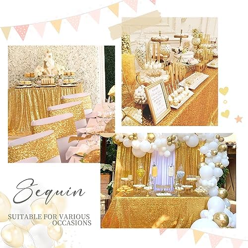 SoarDream Gold Sequin Tablecloth 90"x132" Wedding Glitter Table Cloth - Image 6