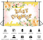 10x7ft Baby Shower Backdrop Bee Flower Honeycomb Floral Pink Yellow Background for Girl Baby Shower Party Decoration Cute Bee Themed Photo Booth Banner - Image 5