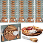 Maxcheck 50 Sets Baby Shower Prizes Round Cheese Board with Knife Acacia by Maxcheck