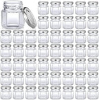 Nuogo 100 Pack 1.5oz Mini Hexagon Glass Jars Bulk Honey Jars, Silver by Nuogo