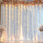 20ft x 10ft White Chiffon Backdrop Curtain with Lights String for Parties,4 Panels Sheer Tulle Curtain Wedding Backdrop for Baby Shower Birthday Party Ceremony Reception Home Decorations - Image 7