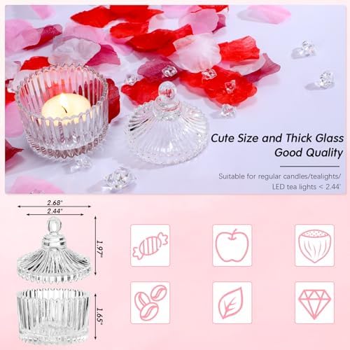 FoldTier 24 Pcs Glass Votive Candle Holders with Lids, 3.62×2.44in - Image 3