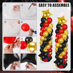 2 Sets Black Gold and Red Balloons Decorations Adjustable Balloon Column Stand Kits with 4 Stars Movie Night Garland Arch Tower Balloons for Wedding Baby Shower Birthday Party Decorations - Image 4