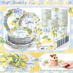 Newtay 250 Pcs Amalfi Lemon Disposable Paper Plates and Napkins - Image 4