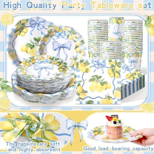 Newtay 250 Pcs Amalfi Lemon Disposable Paper Plates and Napkins - Image 4