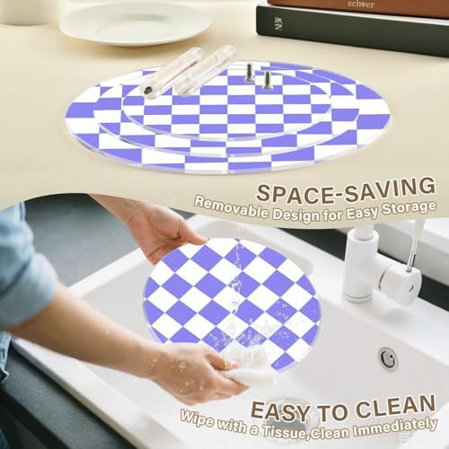 J JOYSAY Checkerboard White Light Purple Print Acrylic Cupcake Stand 3 Tier Dessert Table Display Set Clear Cake Stands for Wedding Baby Shower Party Decorations Easy Assembly Pastry Tower - Image 4