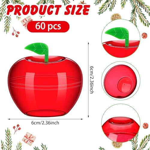 Nitial 60 Pcs Rosh Hashanah Plastic Apple Container Candy Boxes, 3 Colors - Image 2