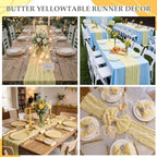 6 Pcs Butter Yellow Cheesecloth Table Runner 118" Cloth Runner - Image 6
