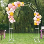 8.53Ft White Metal Wedding Arch Backdrop Stand with Base, Balloon Arch Stand Gold Backdrop Stand for Wedding Ceremony Bridal Baby Shower Photo Booth Party Decor (3-Layer White Wedding Arch) - Image 4