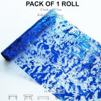 2 Pcs Royal Blue Table Runner, Glitter Metallic Foil Mesh Roll 100 Feet - Image 2