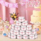 MTLEE Bow 24 Pcs Baby Shower Party Favors Candles Lavender Scented Baby Shower Favors for Guests Rustic Tealights Candles Gender Reveal Return Gifts(Pink, 1.2 oz) - Image 6