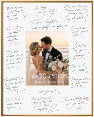 Signature Picture Frame 16x20, Aluminum Signable Frame with Glass, Bronze by FLYJOE