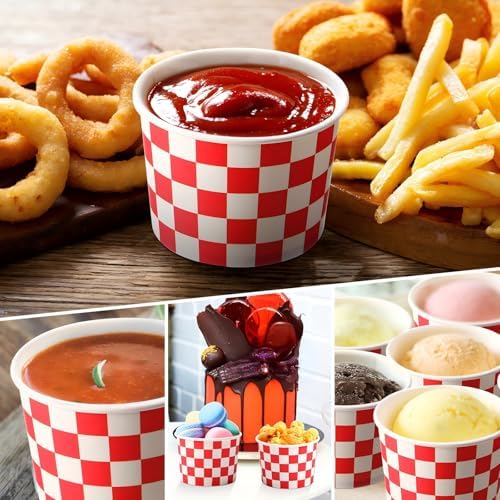 Zopeal 50 Count Red and White Checkered Ice Cream Cups Disposable Race Car - Image 5
