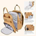 BabbleRoo Diaper Bag Backpack - Baby Essentials Travel Tote - Multi function Water Resistant Diaper Bag, Travel Essentials Baby Bag with Changing Pad, Stroller Straps & Pacifier Case - Unisex, Beige - Image 4