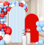 FYSUIMU 2 Pcs Blue White Striped Red Solid Arch Backdrop Covers Stretchy Spandex Arch Stand Fabric Cover for Patriotic Baby Shower Birthday Party Decoration (5ft/6ft) by FYSUIMU