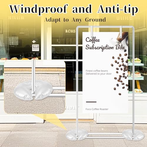 Wedding Welcome Sign Stand, Adjustable White Welcome to our Wedding Sign Holder Metal Easel with Design Bundle, Leather Hanging Straps, Water Bag and Ribbon, Party Poster Display - Image 2