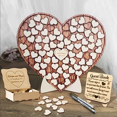 Personalized Wedding Guest Book Alternative, Custom Wood Hearts for Guest Book Wedding Drop Box, Wedding Decor, Rustic Wedding, Guest Book Sign, Wooden Guest Book, 30x25 cm - Image 4