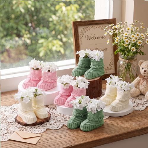 Wesiti Baby Shower Booties Centerpiece,Pink,Sage Gree,White - Image 2