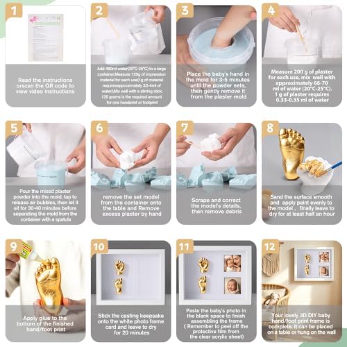 Noosuna Baby Hand and Foot Casting Kit with Shadow Box Frame(11x9 Inch) - Image 3