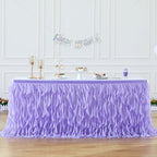 Partisky Lavender Purple Tulle Curly Willow Table Skirt for Rectangle Table 17ft, Ruffle Tutu Table Cloth for Girls Boys Baby Shower,Mermaid Birthday Party - Image 3