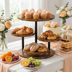 Cupcake Stand 4 Tier for 50 Cupcakes Wooden Cake Stand 360°Rotatable Dessert Stands Round Cookie Tiered Tray Stand for Party Birthday Wedding Baby shower Afternoon Tea Dessert Table, Brown - Image 6