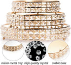Goaste 3 Pack Crystal Cake Display Stand with Mirror, 14" 12" 10" Metal Pedestal Gold Round Cake Plate Stand, Dessert Cookies Fruit Serving Tray with Shining Crystal Beads for Wedding, Birthday Party - Image 3