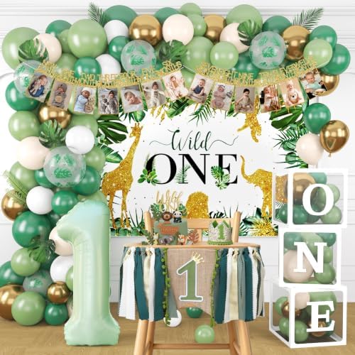 DCJHFJ Wild One Birthday Decorations for Boys Safari 1st Birthday Party by DCJHFJ
