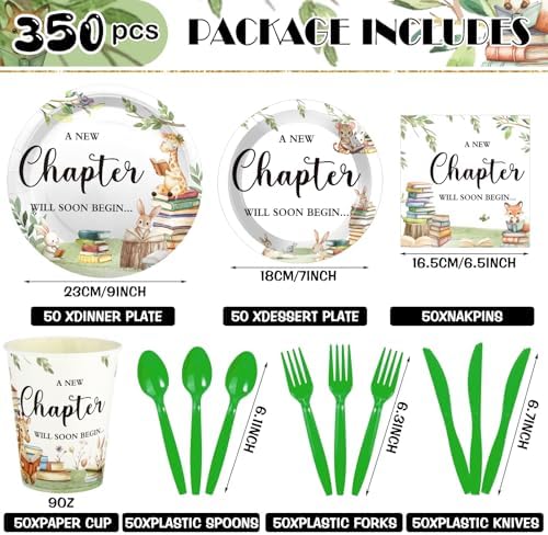 Dandat 350 Pcs Baby Shower Set, Storybook, Green - Image 2