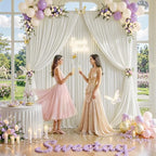 20 ft x 10 ft Wrinkle Free Ivory Backdrop Curtain for Wedding Parties, Polyester Ivory Photo Backdrop Drapes 4 Panels 5x10ft for Baby Shower Photoshoot Engagement Birthday Party Photography Background - Image 6