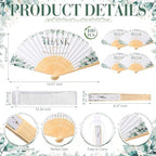 Wenqik 100 Sets Greenery Hand Folding Fans,Wedding Party Favors for Guests - Image 2