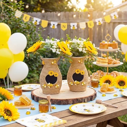 Yungyan Honeybee Vase Decor Bee Hive Vase Wrap with Jute Rope, 2 Pcs - Image 3