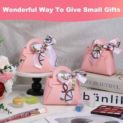 Douaowoc 36 Pcs PU Leather Purse Gift Bags with Handles Ribbon Purse Party Favor Bags for Baby Showers Birthday Wedding Candy (Pink) - Image 5