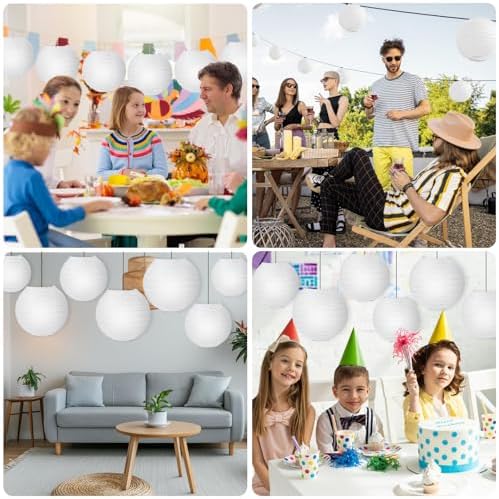 40 Pack 6 Inch White Paper Lanterns, Chinese Japanese Hanging Lanterns - Image 7