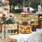 Rustic 3-Tier Wooden Cupcake Stand & Cake Tower – Natural Paulownia Wood Tiered Display for Weddings, Parties, Baby Showers, Holidays (Farmhouse Décor, Handcrafted Bark Design) - Image 6