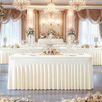 Besutolife Ivory Table Skirt 8ft Spandex Tablecloth for Rectangle Table Banquets Parties Wedding Dining Table 8ft - Image 6