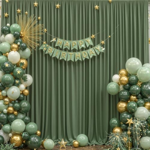 4 Panels Valley Green Backdrop Curtain for Parties Wrinkle Free Dark Green Photo Curtains Backdrop Drapes Fabric Decoration for Baby Shower Birthday Party Photography 20ft(W) x 10ft(H) - Image 3